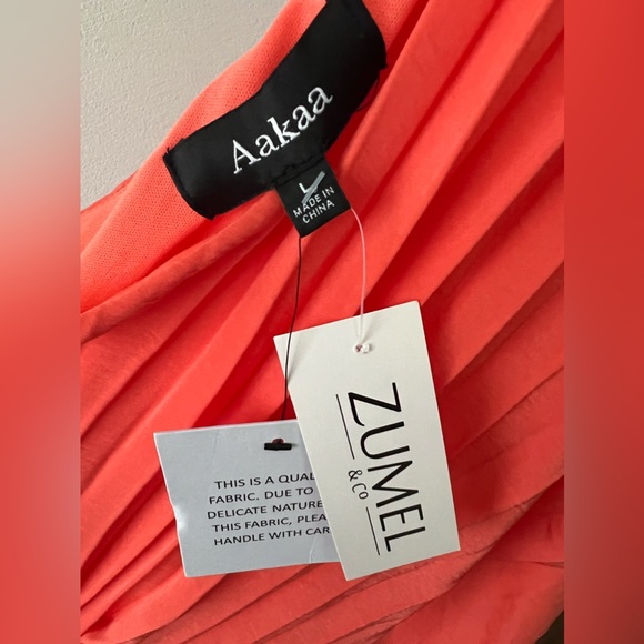 Aakaa One Shoulder Orange Dress NWT Size L - Picture 2 of 3